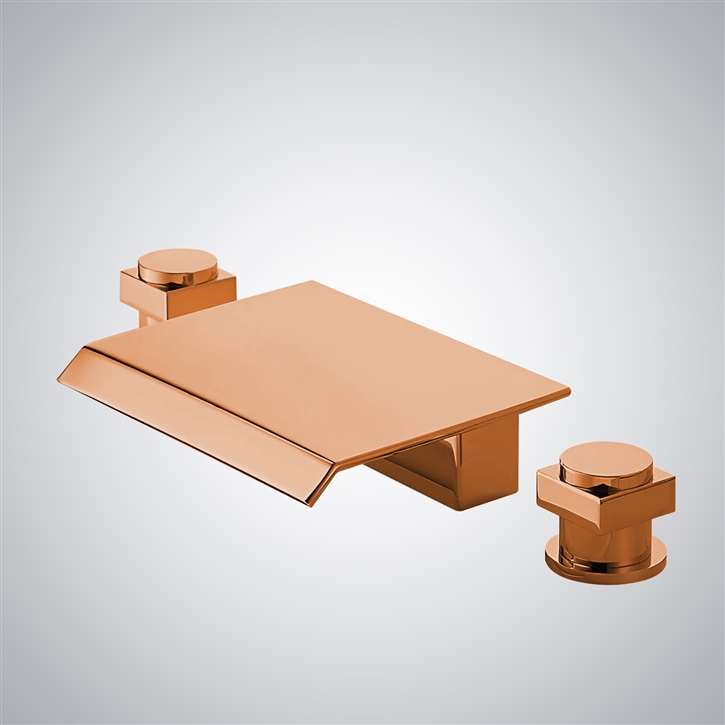 Fontana Terzo Rose Gold Luxury Waterfall Premium Bathroom Sink Faucet