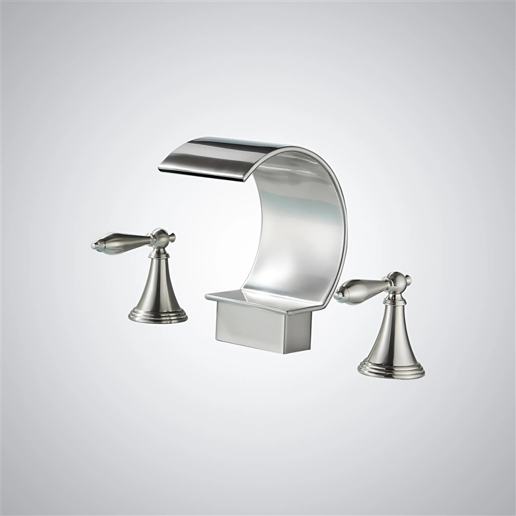 Fontana Alpuente Brushed Nickel Waterfall Modern Bathroom Sink Faucet