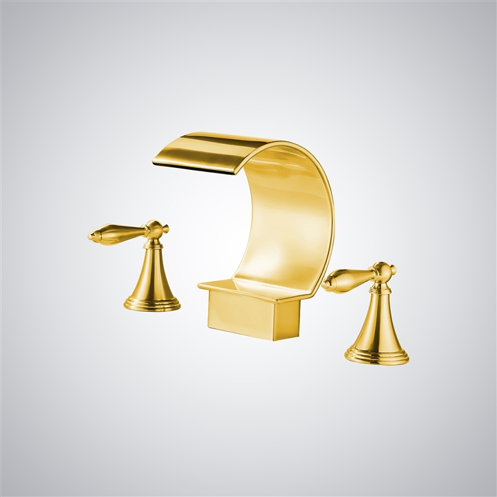 Fontana Alpuente Gold Contemporary Deck Mounted Bathroom Sink Faucet