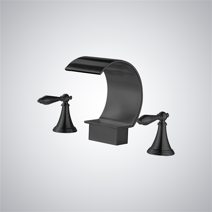 Fontana Alpuente Matte Black Luxury Waterfall Bathroom Sink Faucet