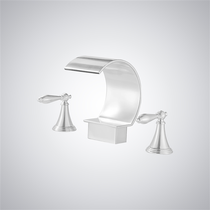 Fontana Alpuente Matte White Modern Waterfall Bathroom Sink Faucet