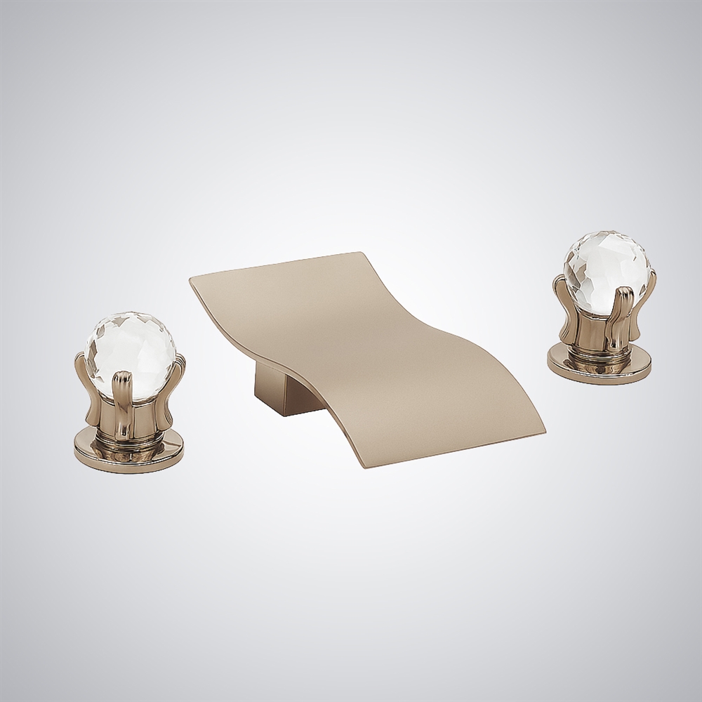 Fontana Brushed Nickel Thermostatic Waterfall Hot and Cold Basin Faucet