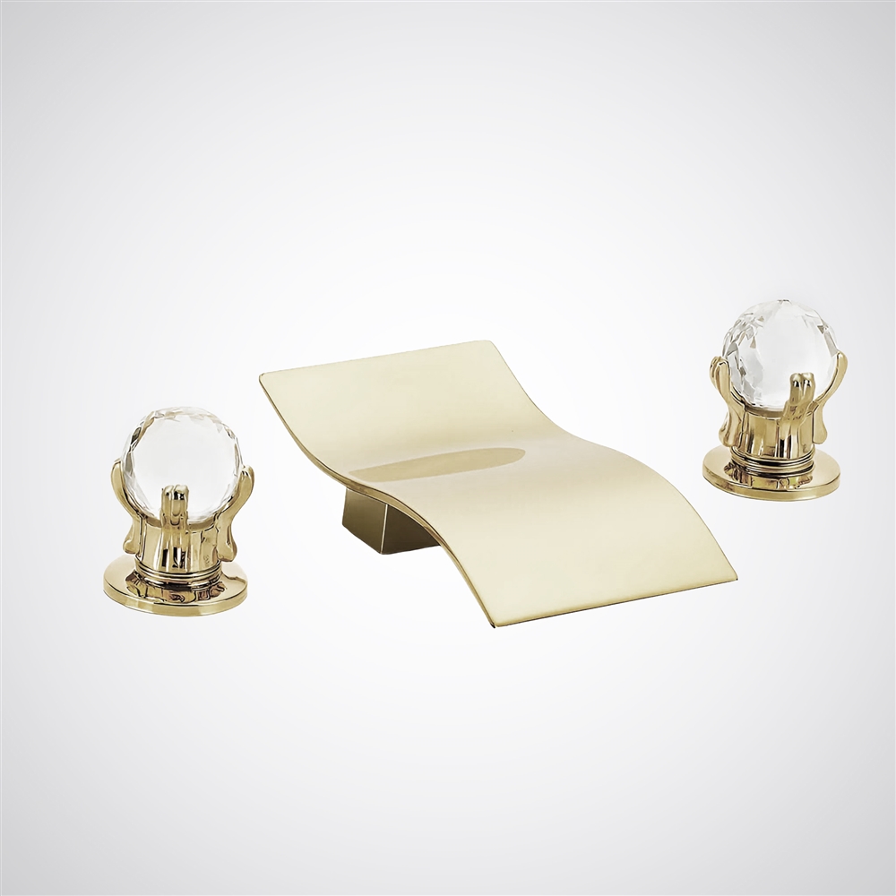 Fontana  Champagne Thermostatic Waterfall Hot and Cold Basin Faucet
