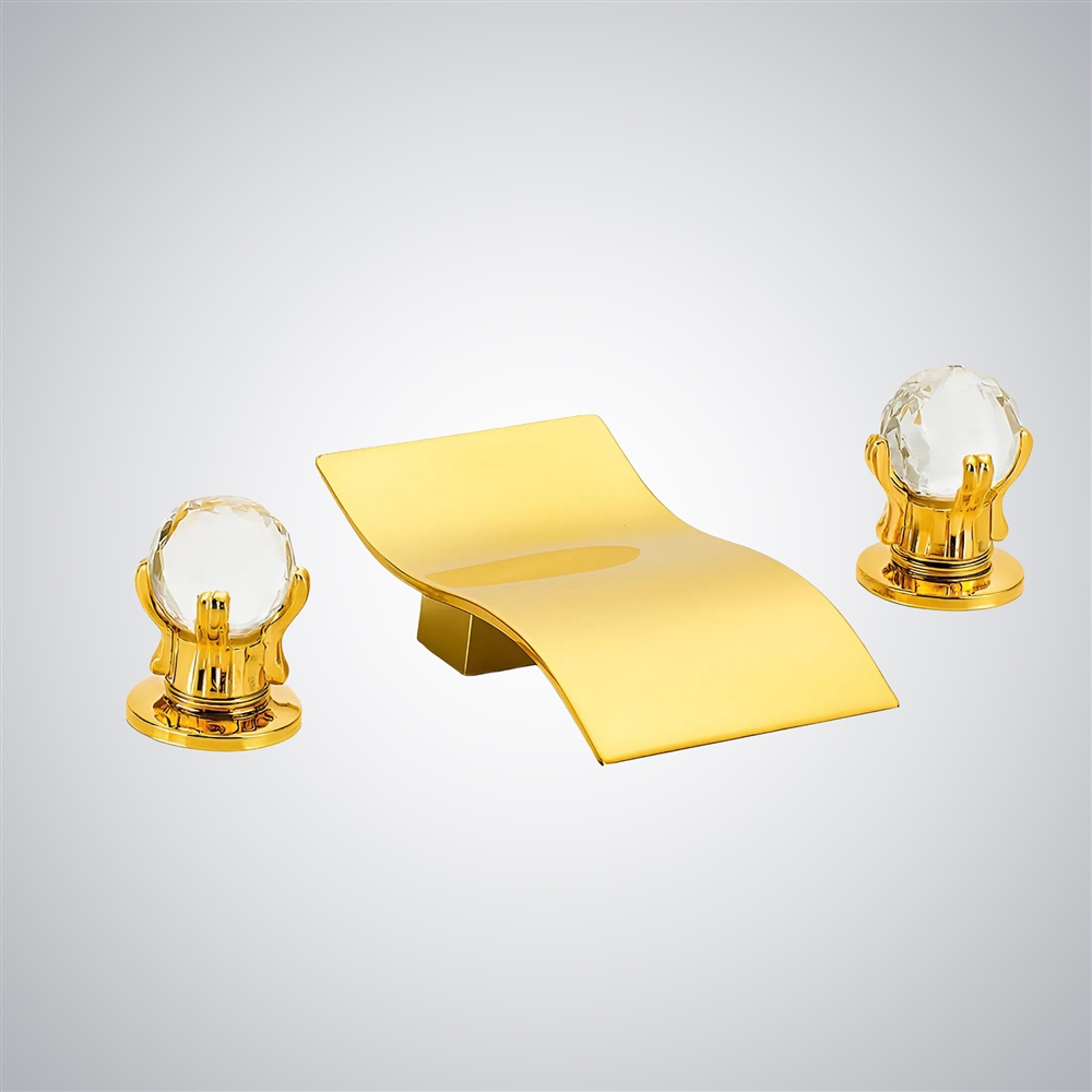 Fontana Gold Thermostatic Waterfall Hot and Cold Basin Faucet