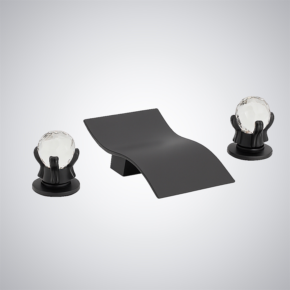 Fontana Matte Black Thermostatic Waterfall Hot and Cold Basin Faucet
