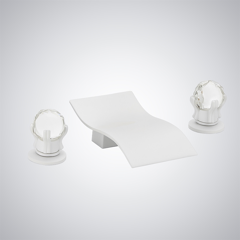 Fontana  Matte White Thermostatic Waterfall Hot and Cold Basin Faucet