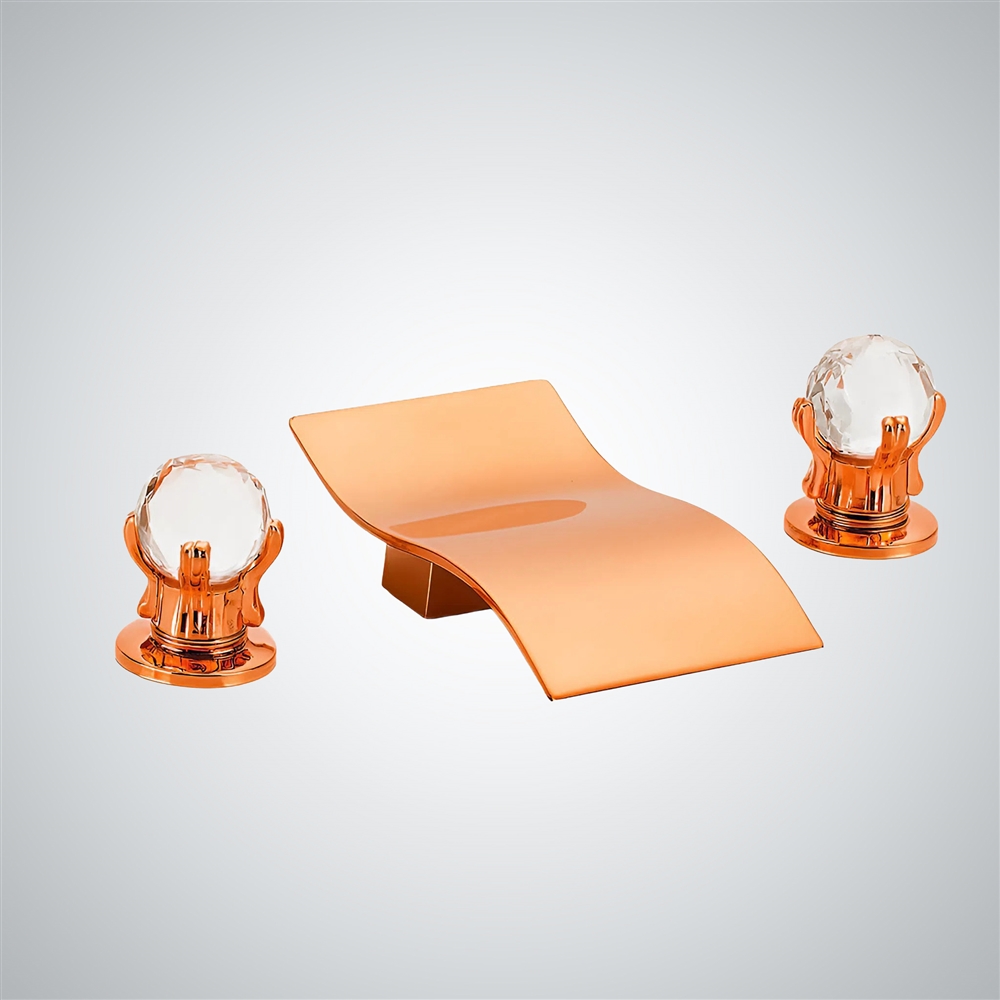 Fontana Rose Gold Thermostatic Waterfall Hot and Cold Basin Faucet