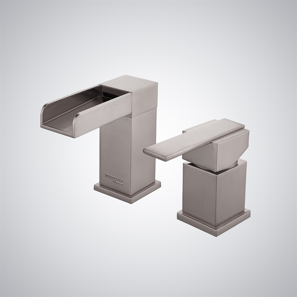 Fontana Brushed Nickel Thermostatic Dual-Handle Waterfall Basin Faucet