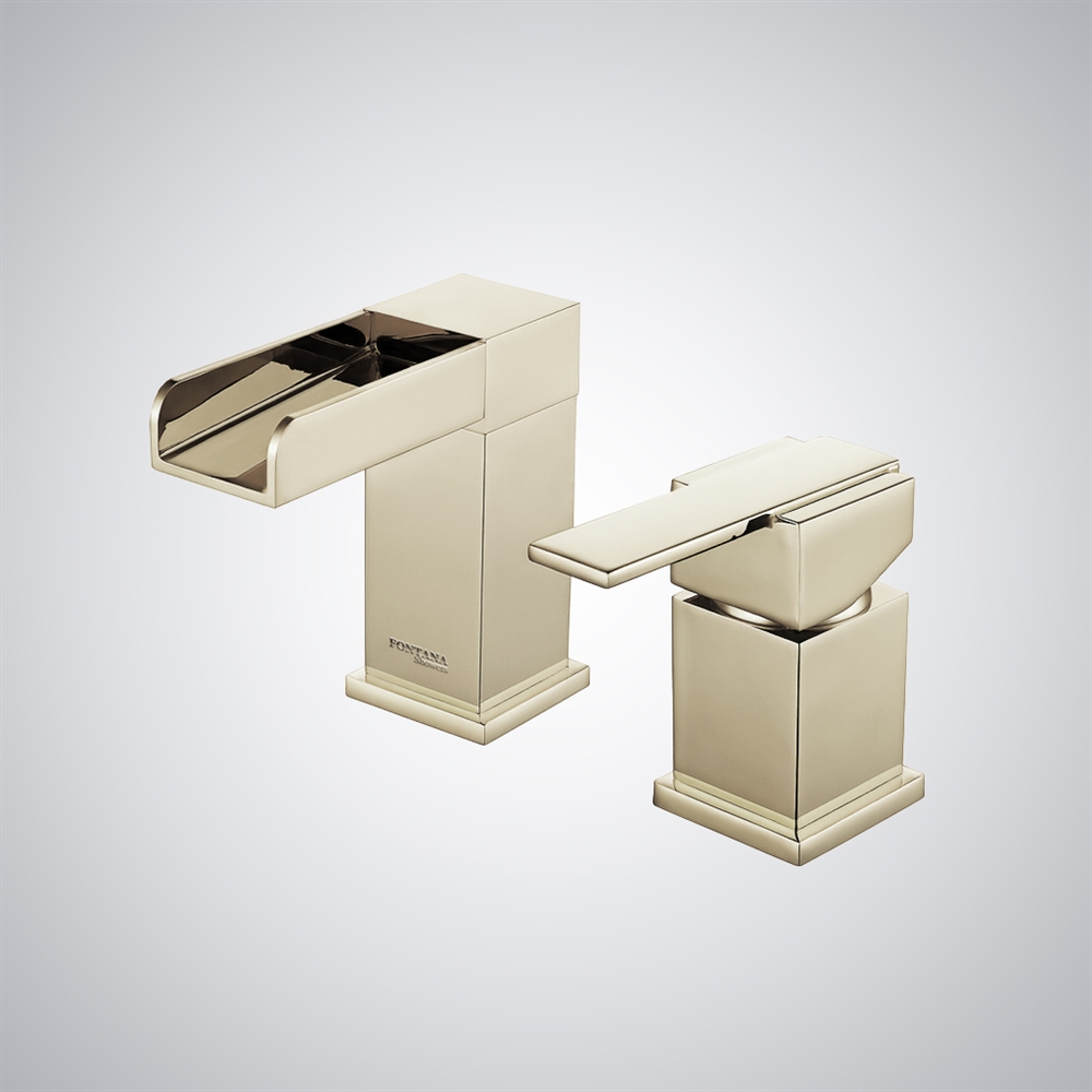 Fontana Champagne Thermostatic Dual-Handle Waterfall Basin Faucet