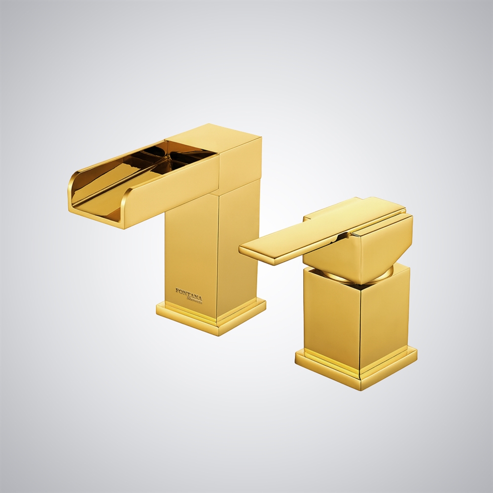 Fontana Gold Thermostatic Dual-Handle Waterfall Basin Faucet