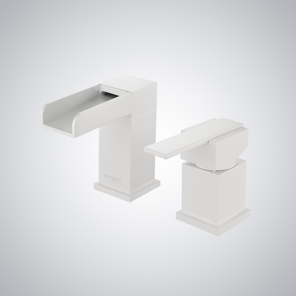 Fontana Matte White Thermostatic Dual-Handle Waterfall Basin Faucet