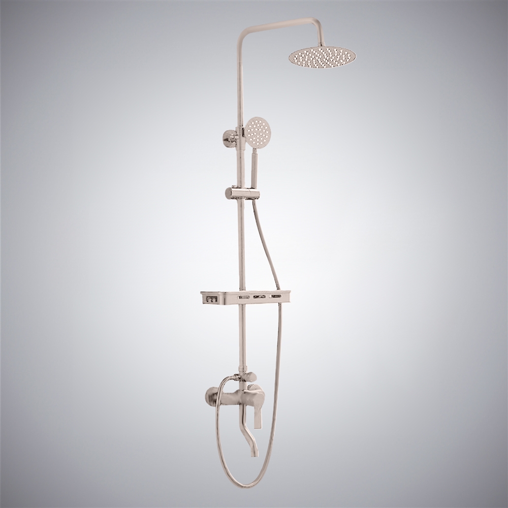Fontana Milan Brushed Nickel Thermostatic Shower Faucet With Sprayer