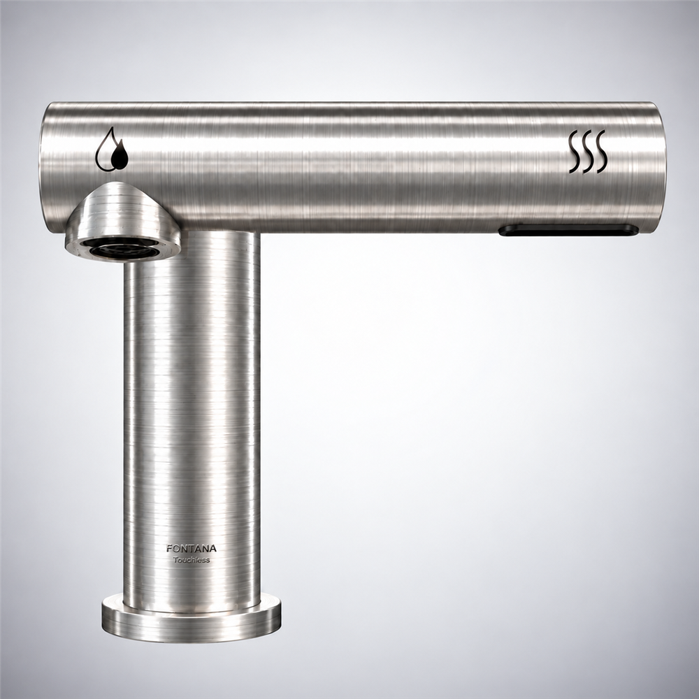 Fontana Riom Brushed Nickel 2-in-1 Touchless Faucet With Hand Dryer