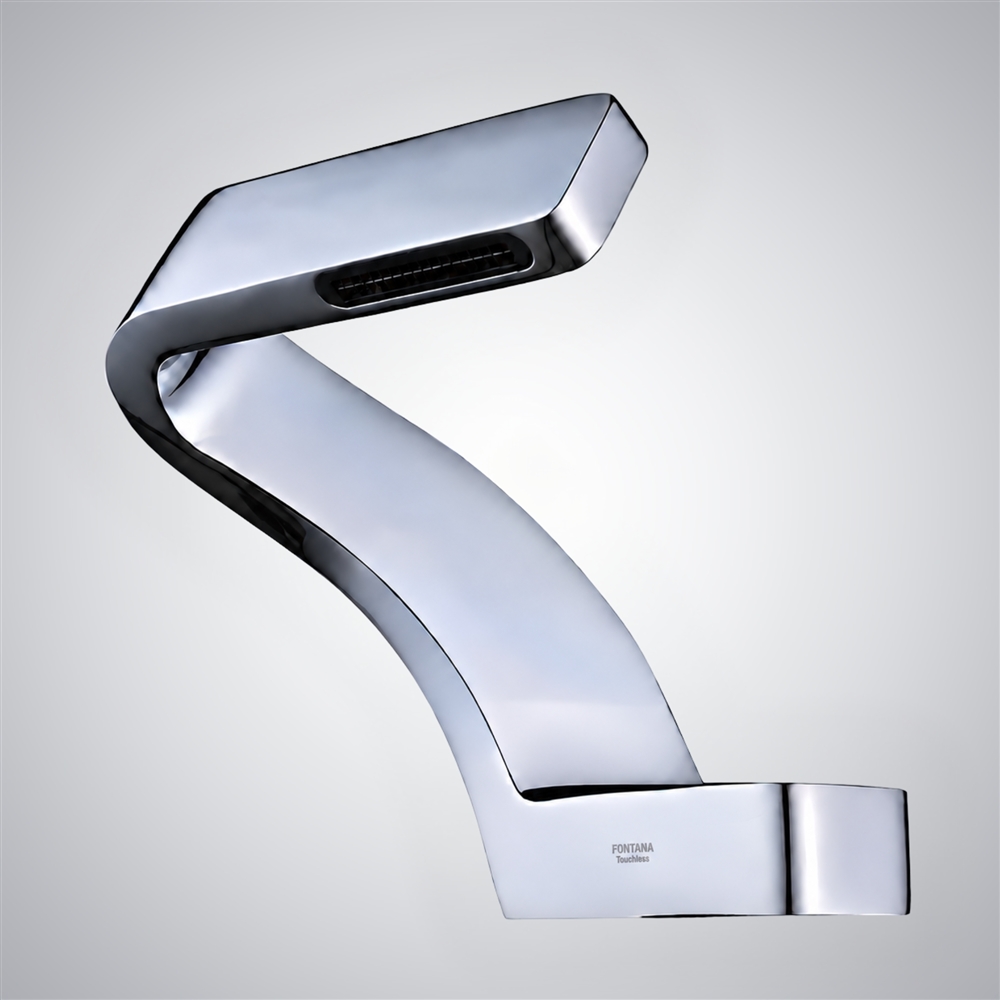 Fontana Savio Silver Gray Unique Waterfall Single Hole Touchless Faucet
