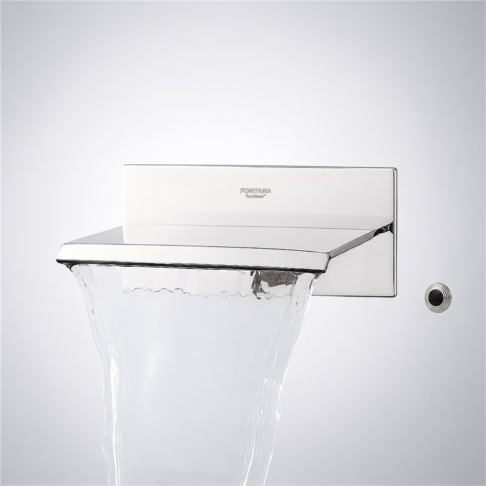 Fontana Marzano Polished Nickel Wall Mounted Waterfall Touchless Tub Faucet