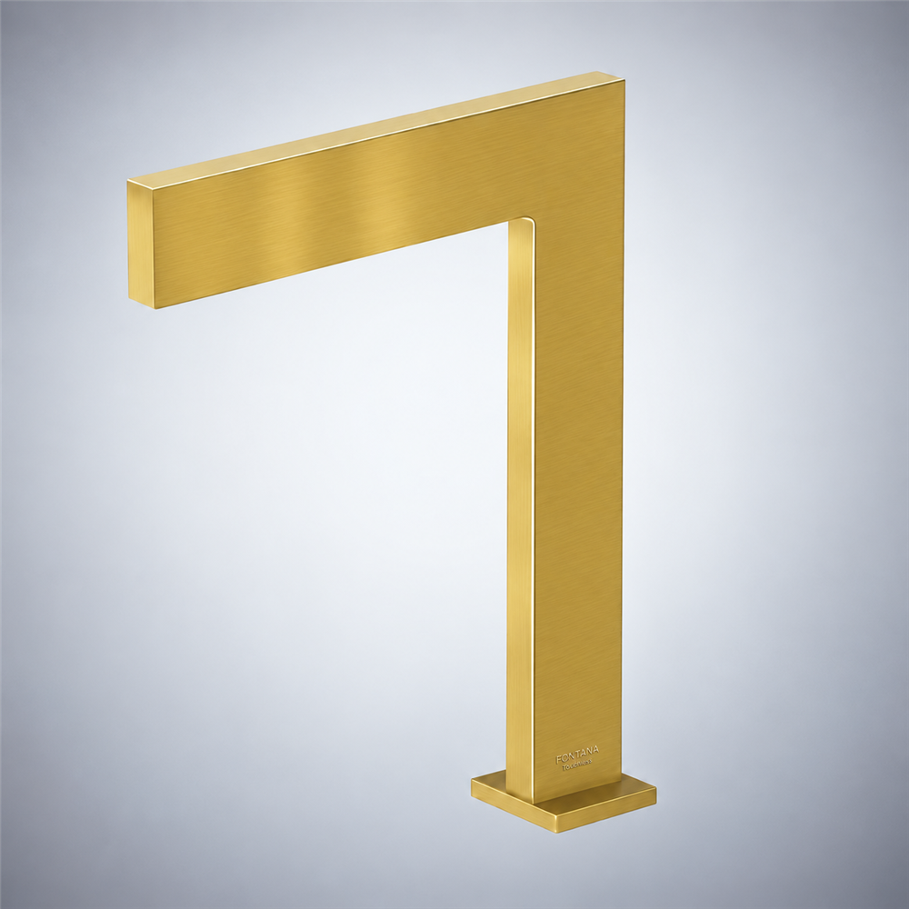 Brushed gold touchless waterfall faucet