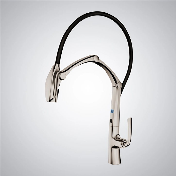 Fontana Langres Brushed Nickel Sensor Pull-Out Digital Display Kitchen Faucet