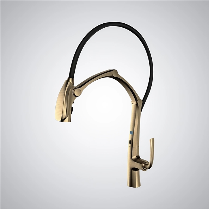 Fontana Langres Brushed Gold Pull-Out Digital Display Sensor Kitchen Faucet