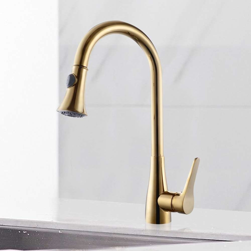 Mora Deck Mount Kitchen Gold Finish Sink Faucet
