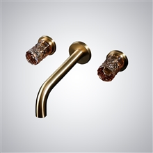 Fontana Aquitaine Brushed Gold Crystal Double Handle Basin Faucet