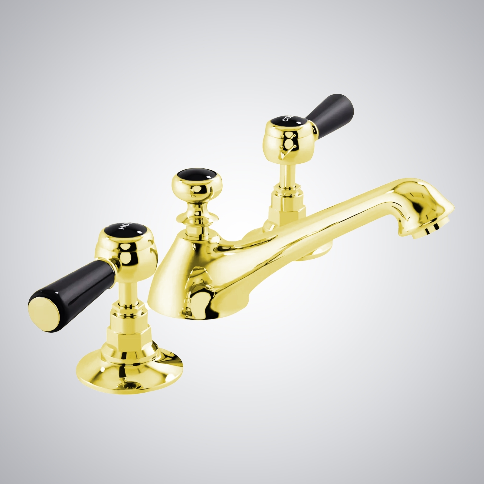 Fontana Courchevel Gold Dual Handle Basin Faucet