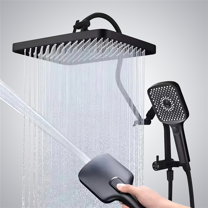 Fontana Tarascon Matte Black 13" Shower Head With Handheld Sprayer Set