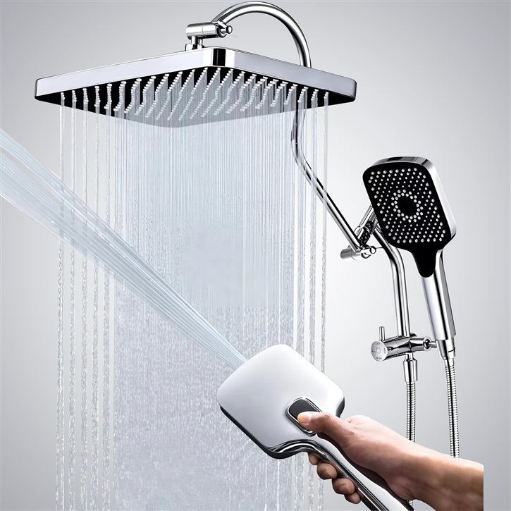 Fontana Tarascon Chrome 13" Shower Head With Handheld Sprayer Set