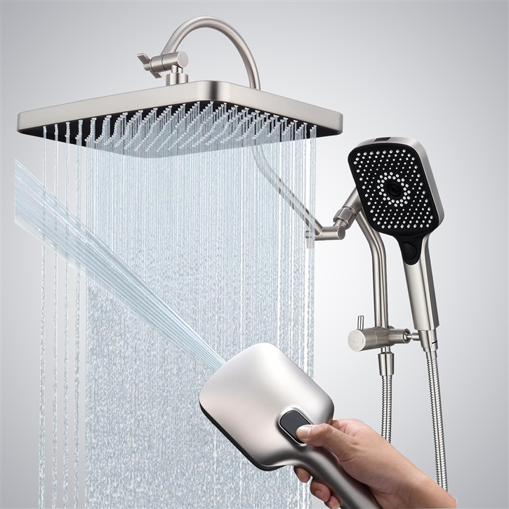 Fontana Aix-les-Bains Brushed Nickel 13" Shower Head With Handheld Sprayer Set