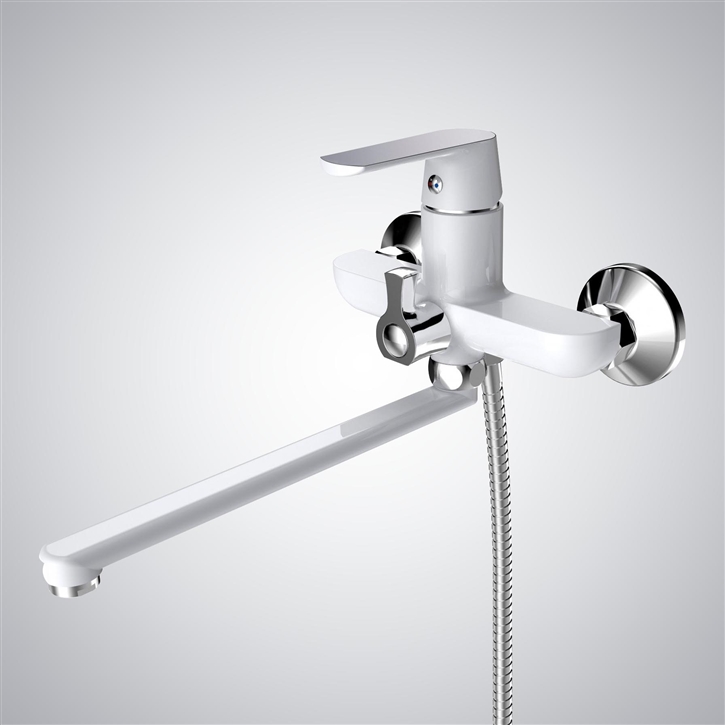 Fontana Chambord White Bath Faucet and Hand Shower Set