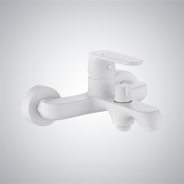 Fontana Montbeliard White Bath Faucet and Hand Shower Set
