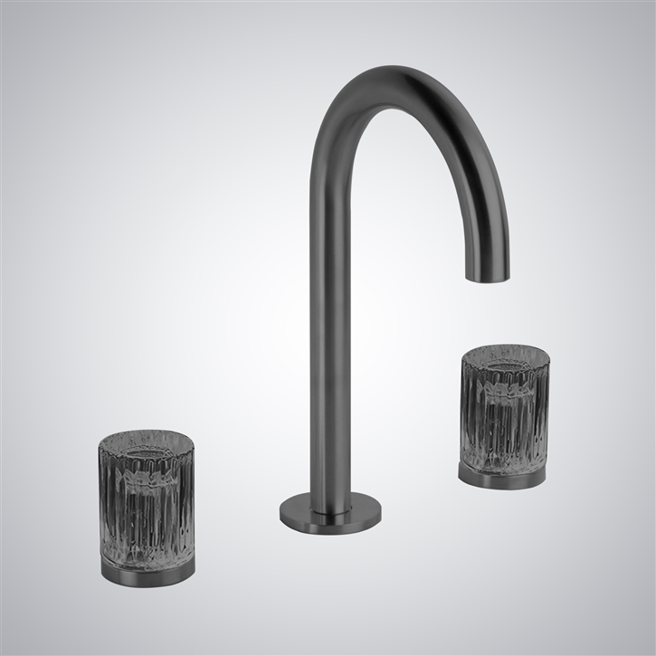 Fontana Mont-de-Marsan Gun Grey Double Handle Brass Bathroom Basin Faucet