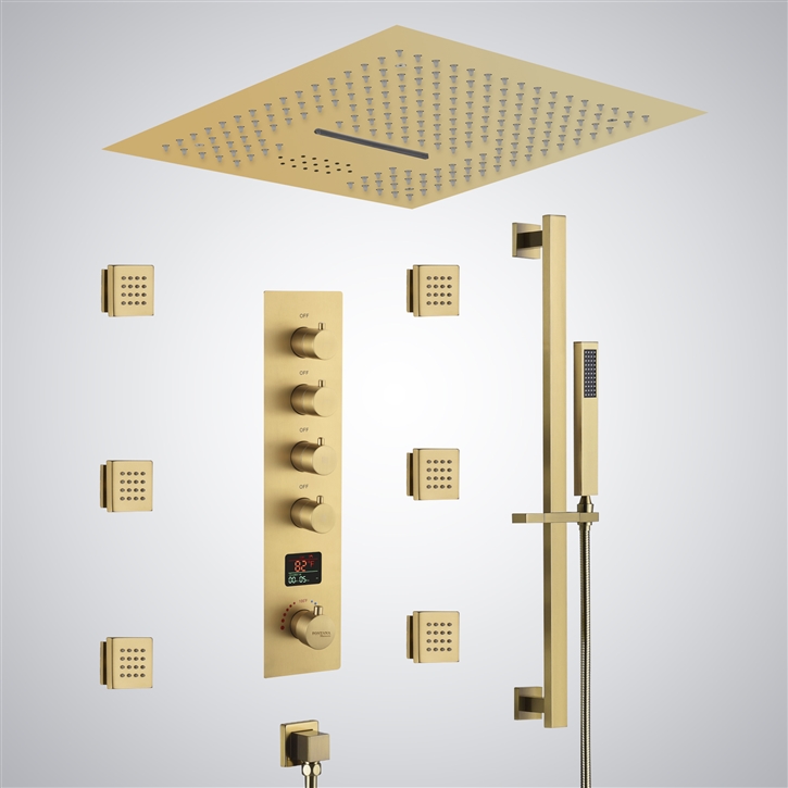 Fontana Moulineaux Brushed Gold LED Music Luxury Digital Shower Set