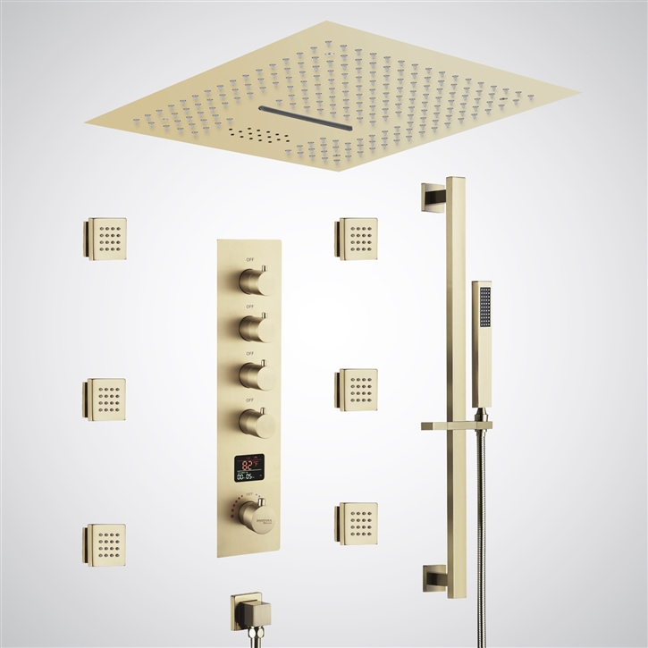 Fontana Moulineaux Brass Champagne LED Music Luxury Digital Shower Set