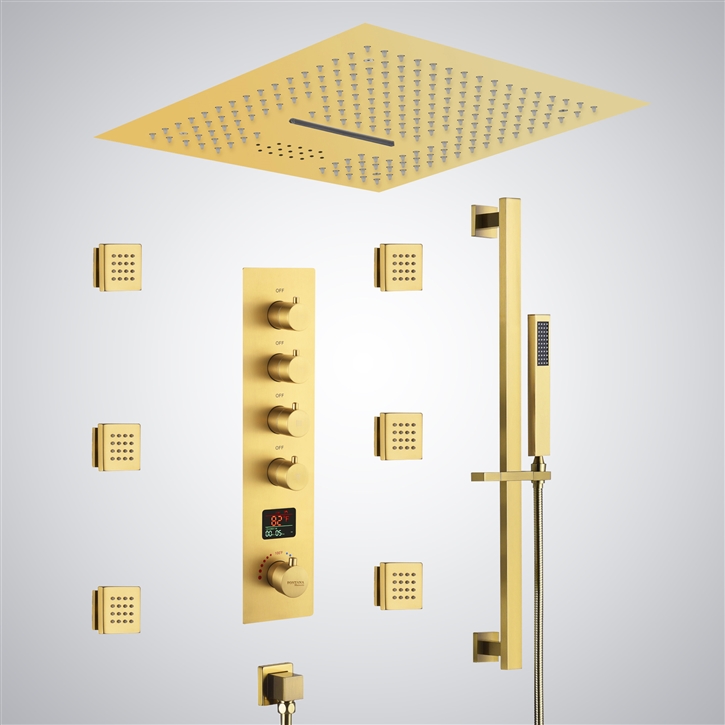 Fontana Moulineaux Gold Digital Luxury Shower Set With LED Music