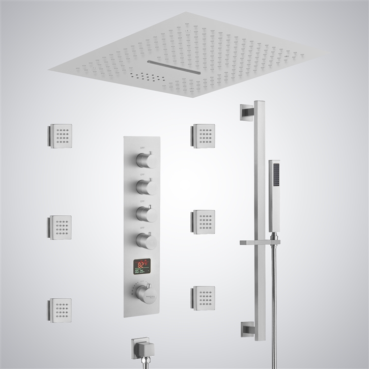 Fontana Moulineaux Matte White Luxury Digital LED Music Shower Set
