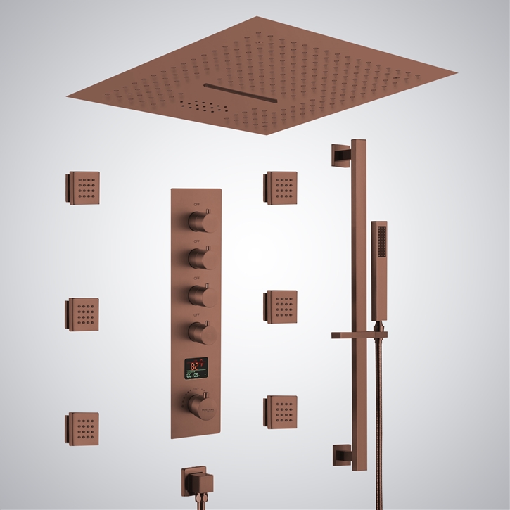 Fontana Moulineaux Oil Rubbed Bronze Brass Luxury Shower Set With Digital LED Music