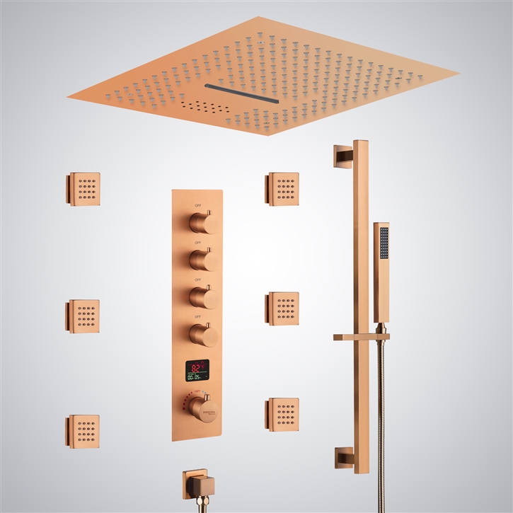Fontana Moulineaux Brass Rose Gold LED Music Digital Luxury Shower Set