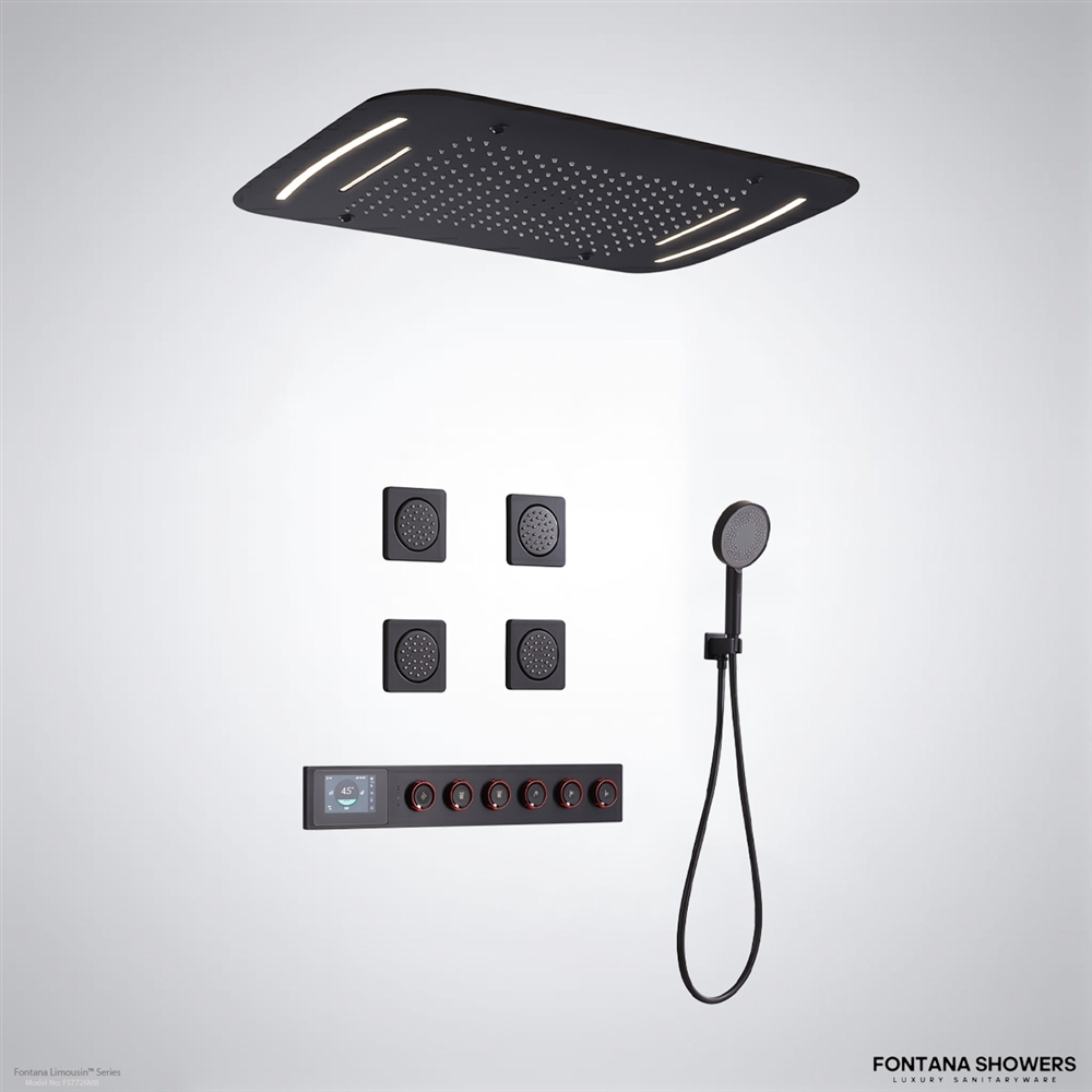 Fontana Limousin Matte Black Digital Thermostatic LED Shower Set