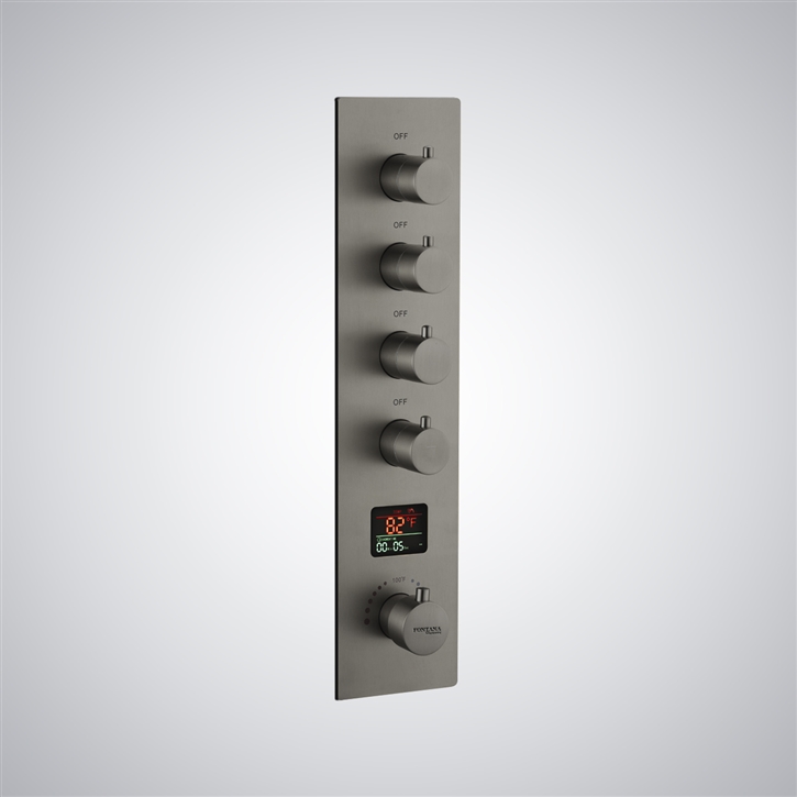 Fontana Le Puy Gun Metal Gray Thermostatic Digital Display LED Shower ...