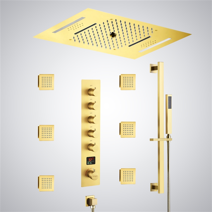 Fontana Sainte-Marie Gold Thermostatic Digital Display Luxury Shower ...