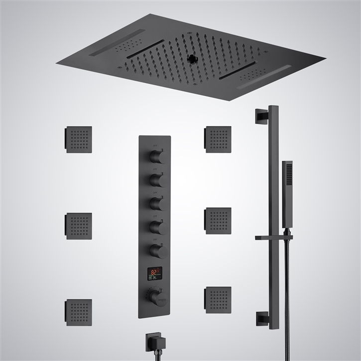 Fontana Sainte-Marie Matte Black Thermostatic Digital Display Luxury Shower Set
