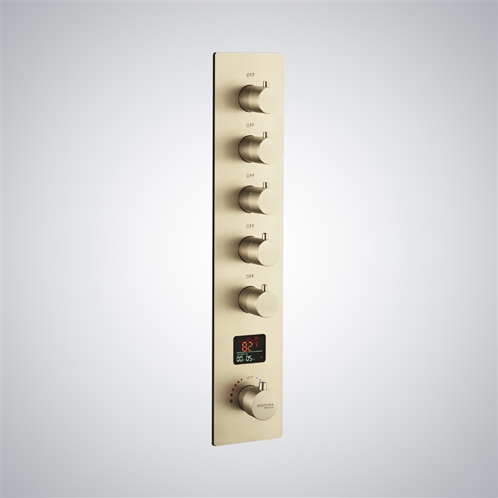 Fontana Gaillard Champagne Thermostatic Digital LED Shower Mixer