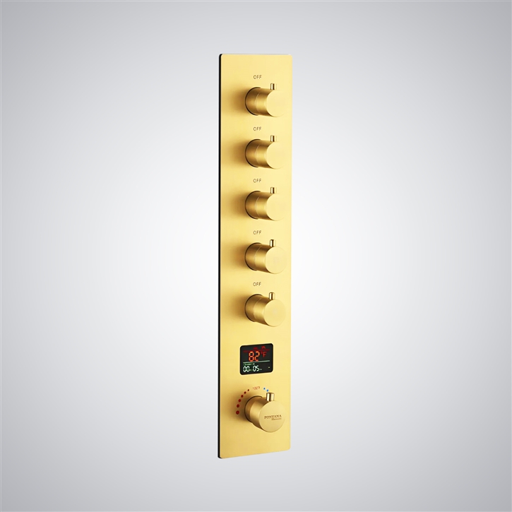 Fontana Gaillard Gold Thermostatic LED Music Shower Mixer With Digital Display