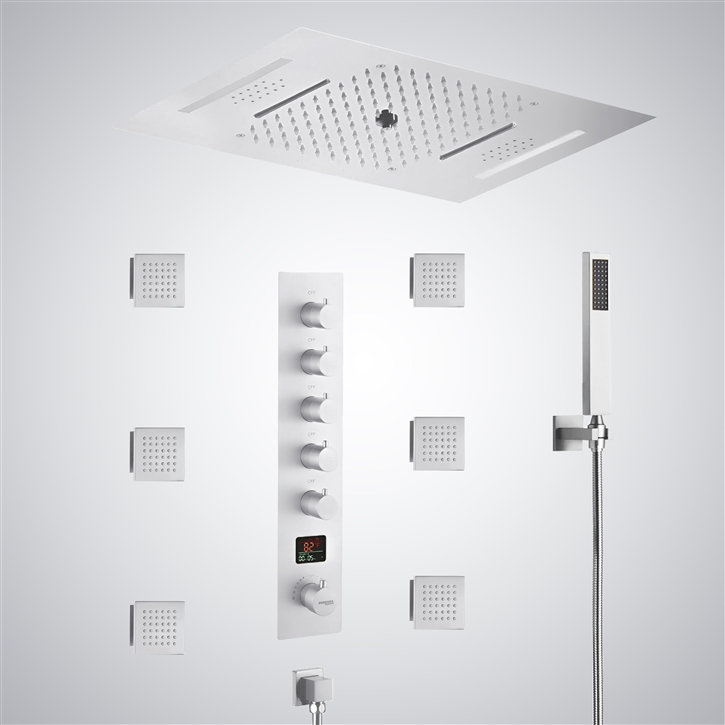 Fontana Tomblaine Matte White 5 Function LED Thermostatic Luxury Shower Set