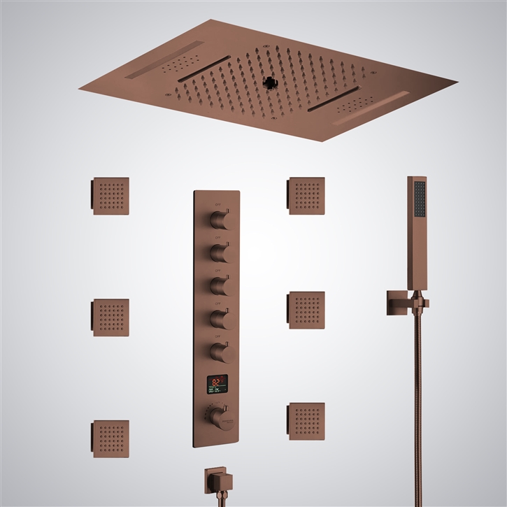 Fontana Tomblaine Oil Rubbed Bronze 5 Function LED Display Thermostatic Digital Luxury Shower Set