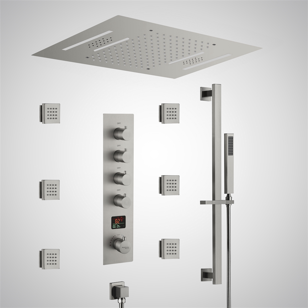Fontana Le Portel Brushed Nickel Digital 4 Function Luxury Shower Set