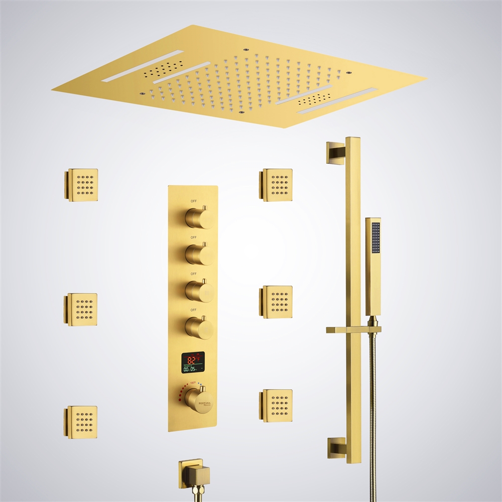 Fontana Le Portel Gold Digital 4 Function LED Luxury Shower Set