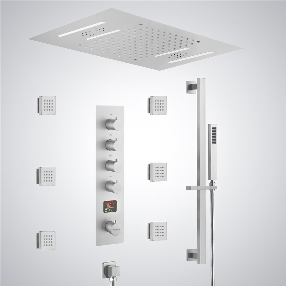 Fontana Le Portel Matte White 4 Function LED Digital Display Shower Set