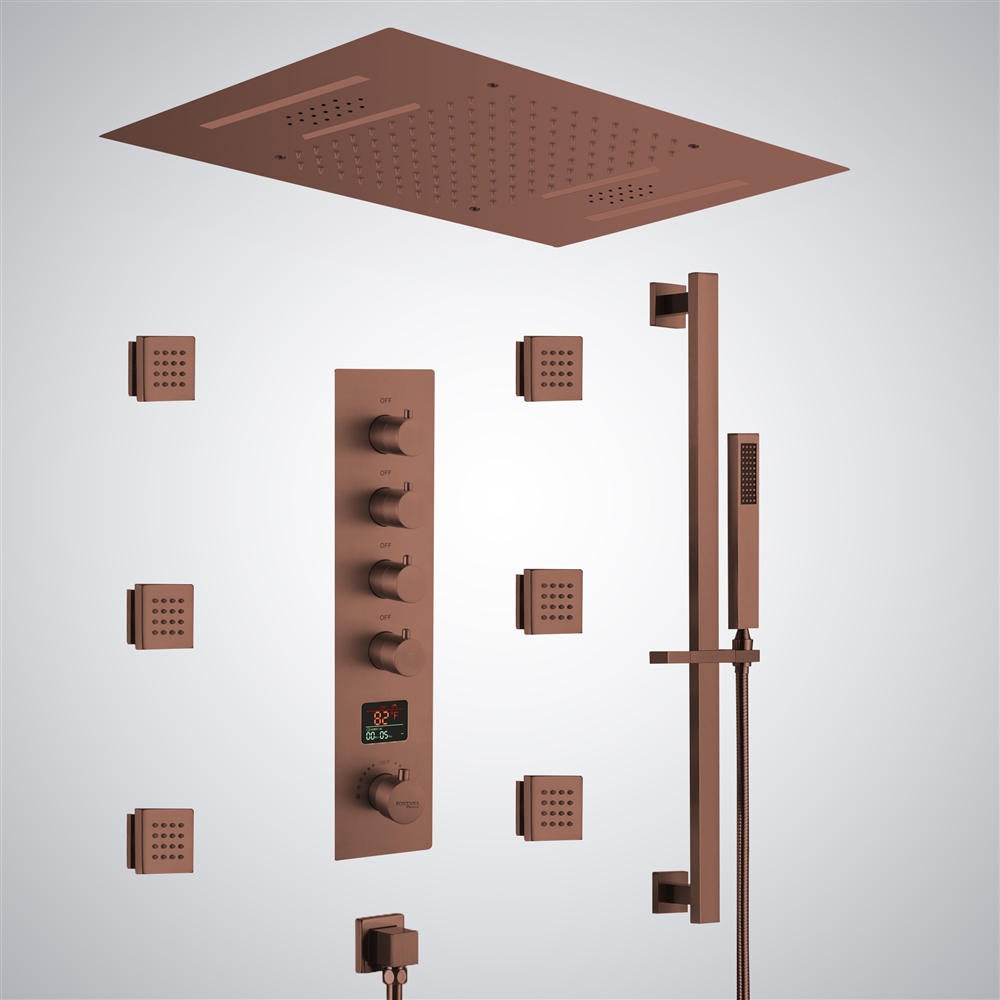 Fontana Le Portel Oil Rubbed Bronze Digital 4 Function Thermostatic Luxury Shower Set