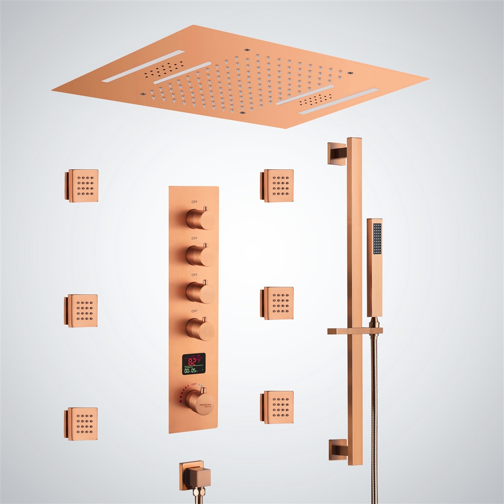 Fontana Le Portel Rose Gold 4 Function Digital Display Luxury Shower Set